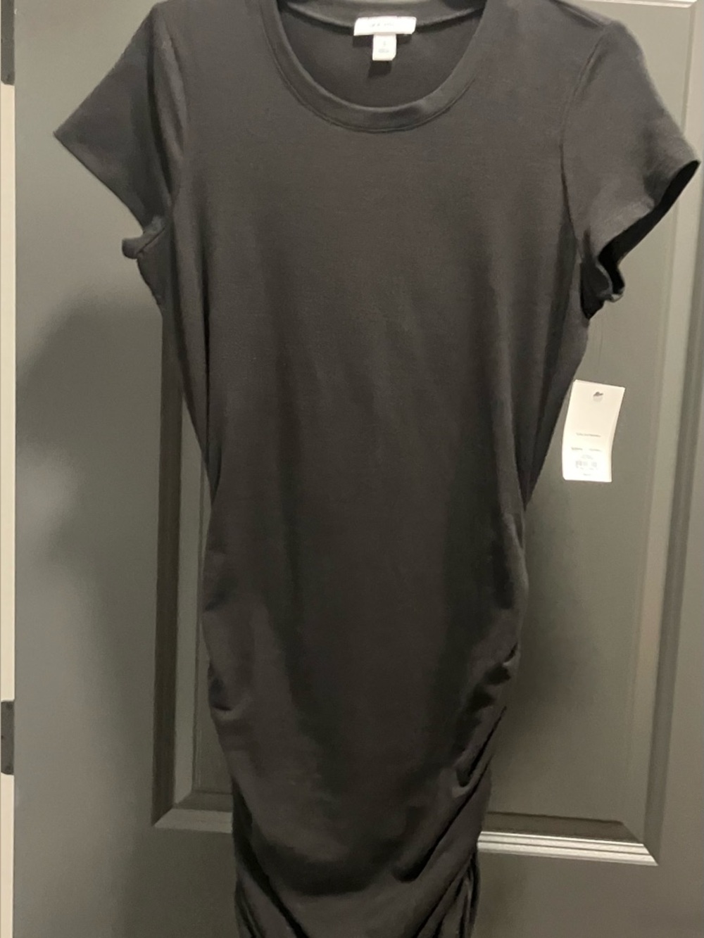 Nine West Black Short-Sleeve Midi Dress with Side Ruching